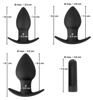 Black Velvets Analset med 3 Pluggar & Vibro-Bullet