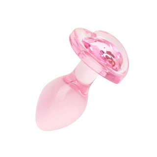 Anal Collection – Rosa Glasplug med Hjärtbas 7 cm