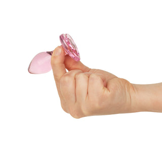 Anal Collection – Rosa Glasplug med Hjärtbas 7 cm