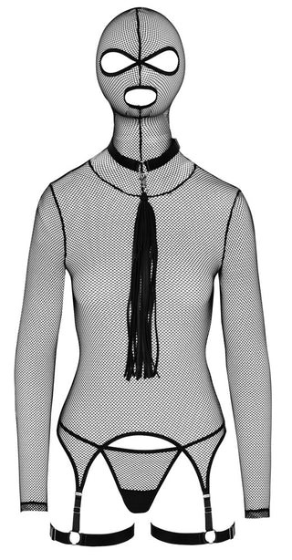 Erotisk Nät Bodysuit Set med Mask