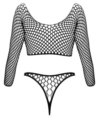 Svart Nätbody med Ringdetaljer