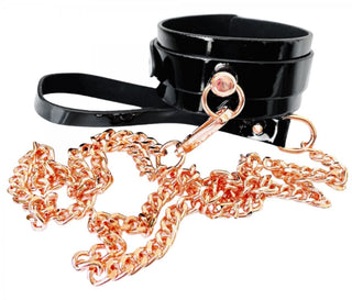 Svart Halsband med Guldigt Koppel